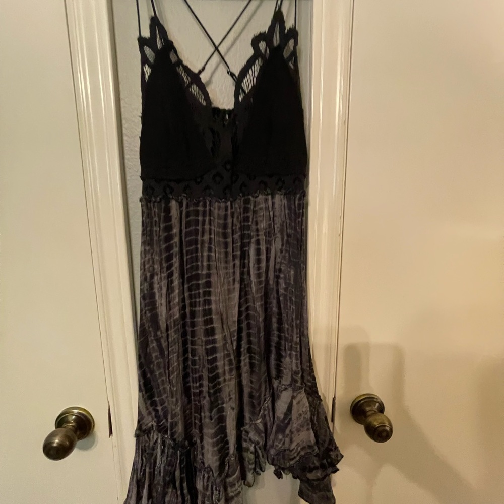 Black crochet dress